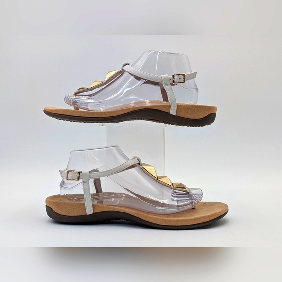 Vionic Nala Gold Embellished Flat T-Strap Sandal Orthaheel Technology Size 10 - Picture 3 of 17